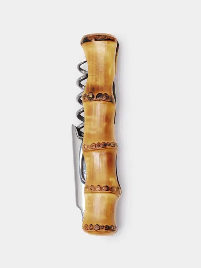 Lorenzi Milano Bamboo Butler's Friend Corkscrew  Abask Luxury Gift In Brown