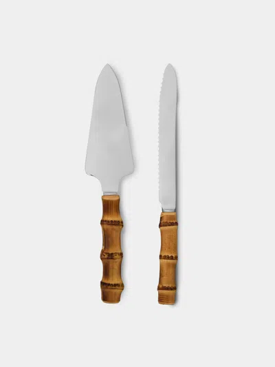 Lorenzi Milano Bamboo Cake Serving Set In Multi