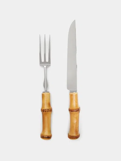 Lorenzi Milano Bamboo Carving Set  Abask Gift Set In Brown