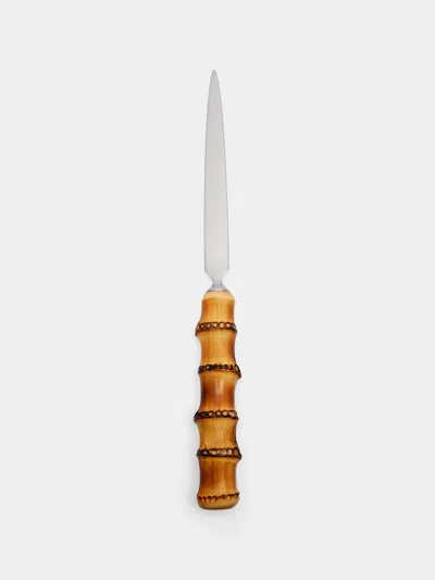 Lorenzi Milano Bamboo Letter Opener  Abask Luxury Gift In Orange