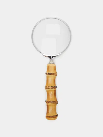 Lorenzi Milano Bamboo Magnifying Glass  Abask Luxury Gift In Brown