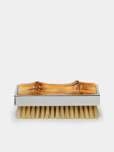 Lorenzi Milano Bamboo Nail Brush  Abask Luxury Gift In Brown