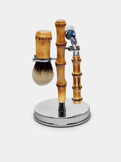 Lorenzi Milano Bamboo Shaving Set  Abask Gift Set In Brown