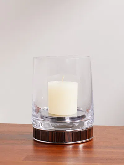 Lorenzi Milano Ebony And Glass Candle Holder In Black