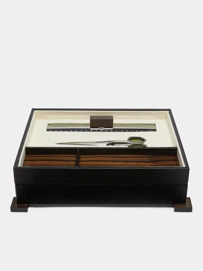 Lorenzi Milano Ebony And Leather Desk Set  Abask Gift Set In Black