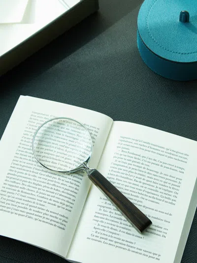 Lorenzi Milano Ebony Magnifying Glass  Abask Luxury Gift In Black