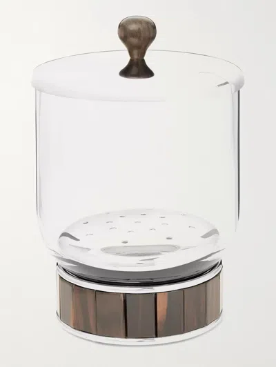 Lorenzi Milano Glass, Stainless Steel And Ebony Ice Bucket In Brown