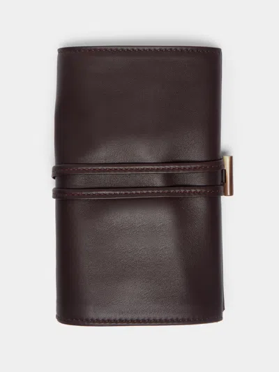 Lorenzi Milano Leather Travel Jewelry Case In Black
