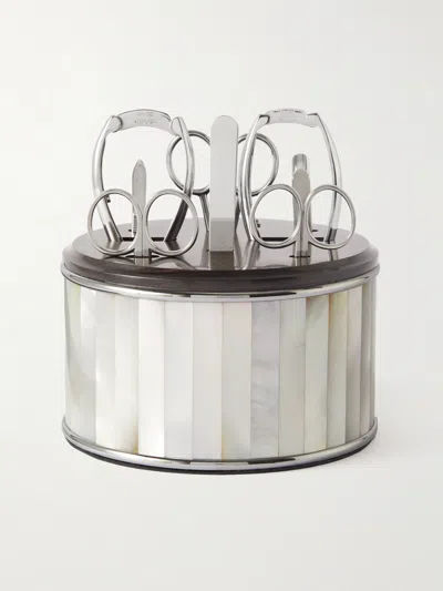 Lorenzi Milano Mother-of-pearl And Stainless Steel Manicure Set In Multi