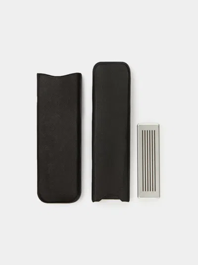 Lorenzi Milano Saffiano Double Corona Cigar Case (2 Cigars)  Abask Luxury Gift In Black