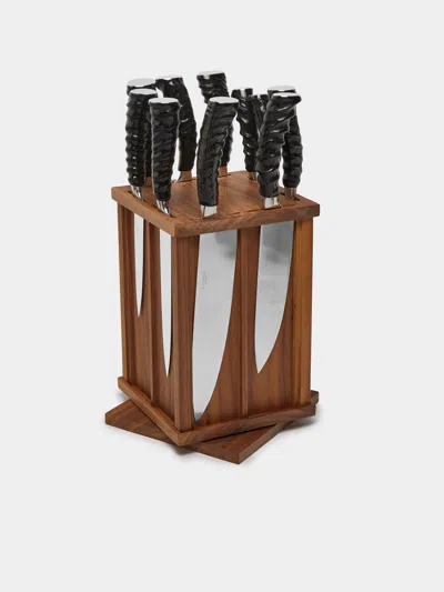 Lorenzi Milano Springbok Horn Knives (set Of 10)  Abask Gift Set In Brown