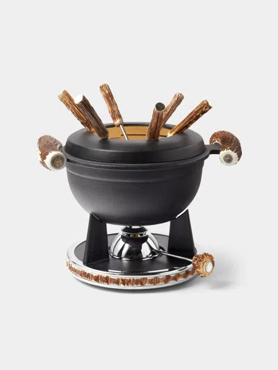 Lorenzi Milano Stag Antler Fondue Set In Black