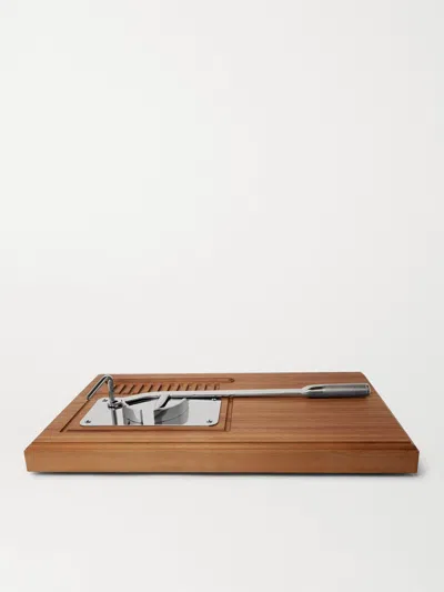 Lorenzi Milano Stainless Steel And Walnut Oyster Set In Brown