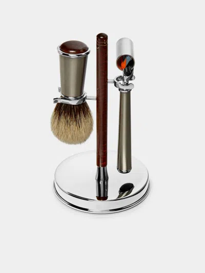 Lorenzi Milano Steel Shaving Set  Abask Gift Set In Metallic