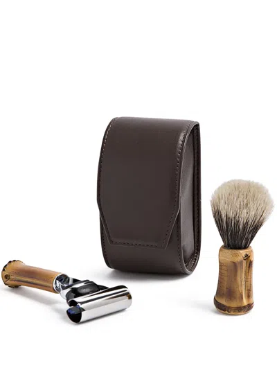 Lorenzi Milano Toilet Shaving Set In Brown