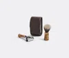 Lorenzi Milano Bamboo Travelling Shaving Set In Brown Bamboo Root In Brown