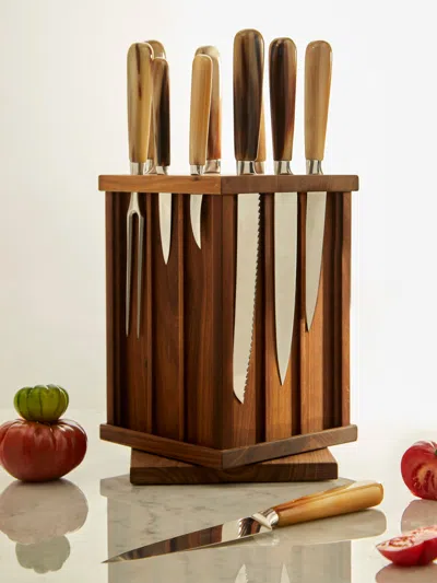 Lorenzi Milano Zebu Horn Kitchen Knives (set Of 10) In Brown