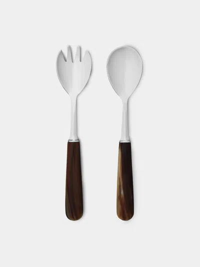 Lorenzi Milano Zebu Horn Salad Serving Set In Multi