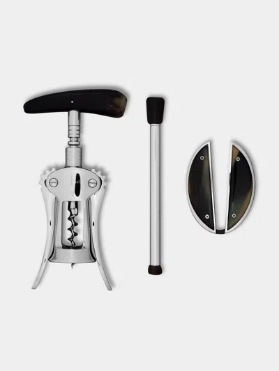 Lorenzi Milano Zebu Horn Small Wine Set In Silver