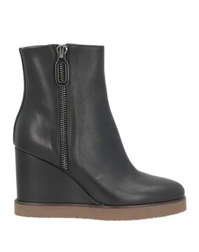 Lorenzo Mari Woman Ankle Boots Black Size 10 Leather