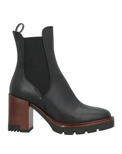Lorenzo Mari Woman Ankle Boots Black Size 11 Calfskin
