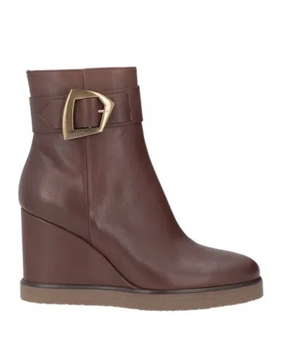 Lorenzo Mari Woman Ankle Boots Brown Size 9 Calfskin
