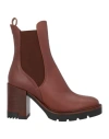Lorenzo Mari Woman Ankle Boots Deep Purple Size 9 Soft Leather In Brown