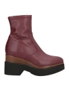 Lorenzo Mari Woman Ankle Boots Burgundy Size 6 Textile Fibers