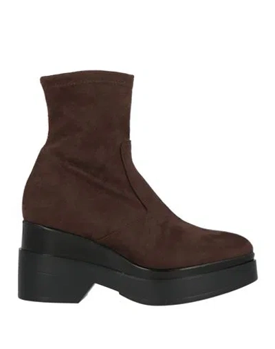 Lorenzo Mari Woman Ankle Boots Dark Brown Size 10 Textile Fibers