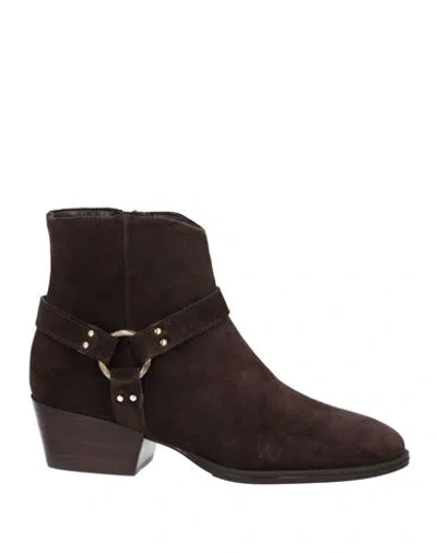 Lorenzo Mari Woman Ankle Boots Dark Brown Size 10 Soft Leather