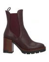 Lorenzo Mari Woman Ankle Boots Deep Purple Size 9 Soft Leather In Purple