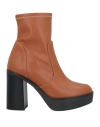 Lorenzo Mari Woman Ankle Boots Tan Size 10 Soft Leather In Brown