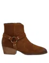 Lorenzo Mari Woman Ankle Boots Tan Size 6 Leather In Brown