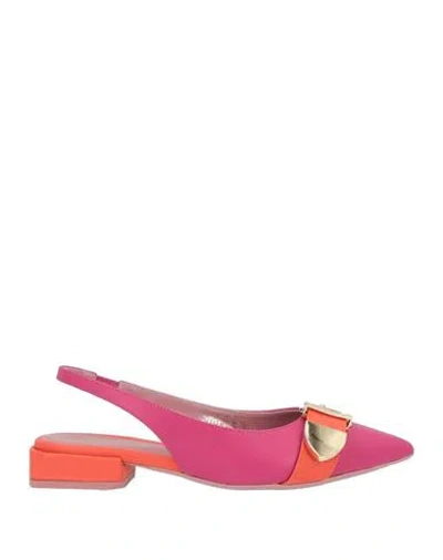 Lorenzo Mari Woman Ballet Flats Fuchsia Size 9 Leather In Pink