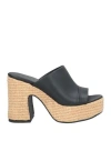Lorenzo Mari Woman Espadrilles Black Size 8 Leather In Black