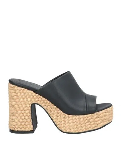 Lorenzo Mari Woman Espadrilles Black Size 8 Leather