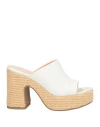 Lorenzo Mari Woman Espadrilles Cream Size 10 Leather In White