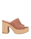 Lorenzo Mari Woman Espadrilles Tan Size 11 Leather In Brown