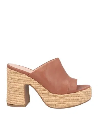 Lorenzo Mari Woman Espadrilles Tan Size 11 Leather In Brown