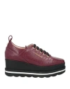Lorenzo Mari Woman Lace-up Shoes Burgundy Size 7 Textile Fibers In Red