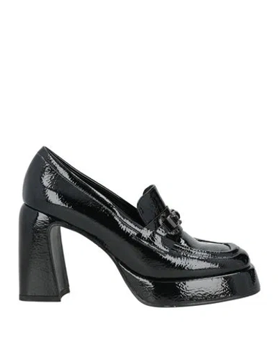 Lorenzo Mari Woman Loafers Black Size 10 Synthetic Material