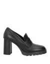 Lorenzo Mari Woman Loafers Black Size 11 Soft Leather In Black