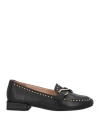 Lorenzo Mari Woman Loafers Black Size 8 Leather