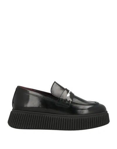 Lorenzo Mari Woman Loafers Black Size 8 Leather