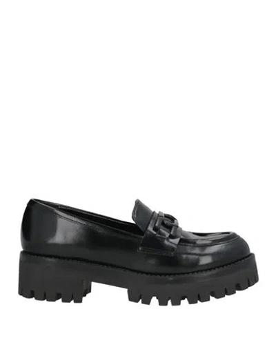 Lorenzo Mari Woman Loafers Black Size 8 Leather