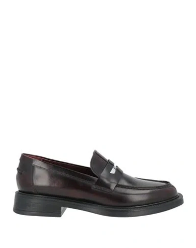Lorenzo Mari Woman Loafers Burgundy Size 6 Leather In Red