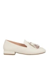 Lorenzo Mari Woman Loafers Ivory Size 8 Leather In White