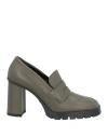 Lorenzo Mari Woman Loafers Military Green Size 8 Soft Leather