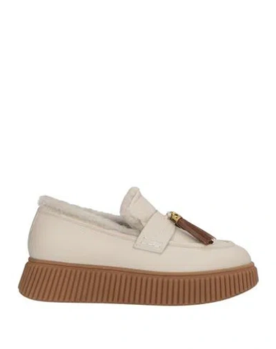 Lorenzo Mari Woman Loafers Off White Size 10 Shearling In Blue