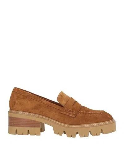 Lorenzo Mari Woman Loafers Tan Size 7 Leather In Brown